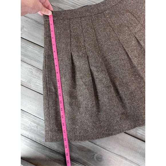 Vintage Gap 100% Wool Brown Pleated Lined Skirt Size 28 Waist - Picture 8 of 8